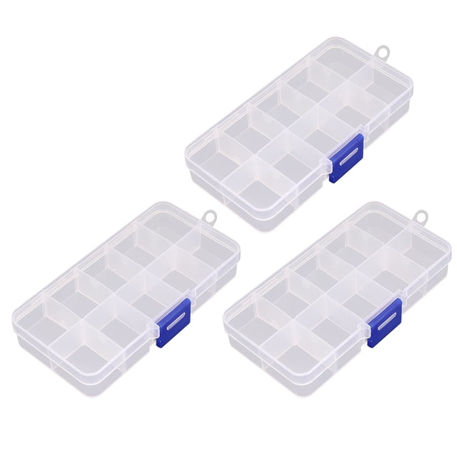 KAKOWELY 3 Pcs Boîte de Rangement en Plastique Transparent Conteneurs de Rangement pour Perles Étui à Bijoux Transparent, 5.12"X2.76"X0.91 Pouces