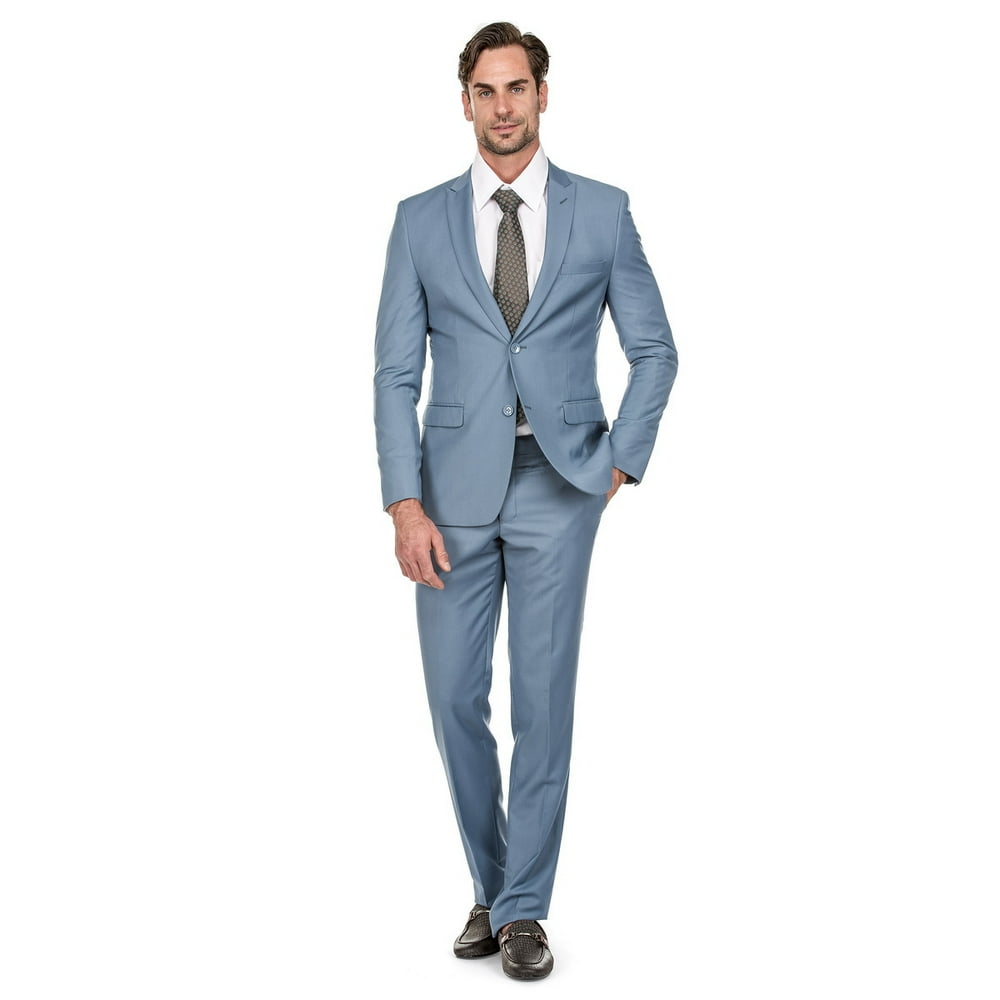 Portofilo - Porto Filo Men's 2 Piece Baby Blue Slim Fit Suit - Walmart ...