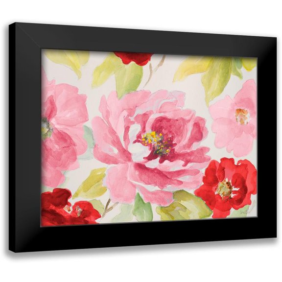 Loreth, Lanie 14x12 Black Modern Framed Museum Art Print Titled - Floral Delicate in Pink II