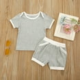 thumbnail image 3 of Vedolay Shorts Sets Girls 2 Piece Girl's 2 Piece Outfits Print Short Sleeve Tee Shirt and Track Shorts Set,Gray 12-18 Months, 3 of 5