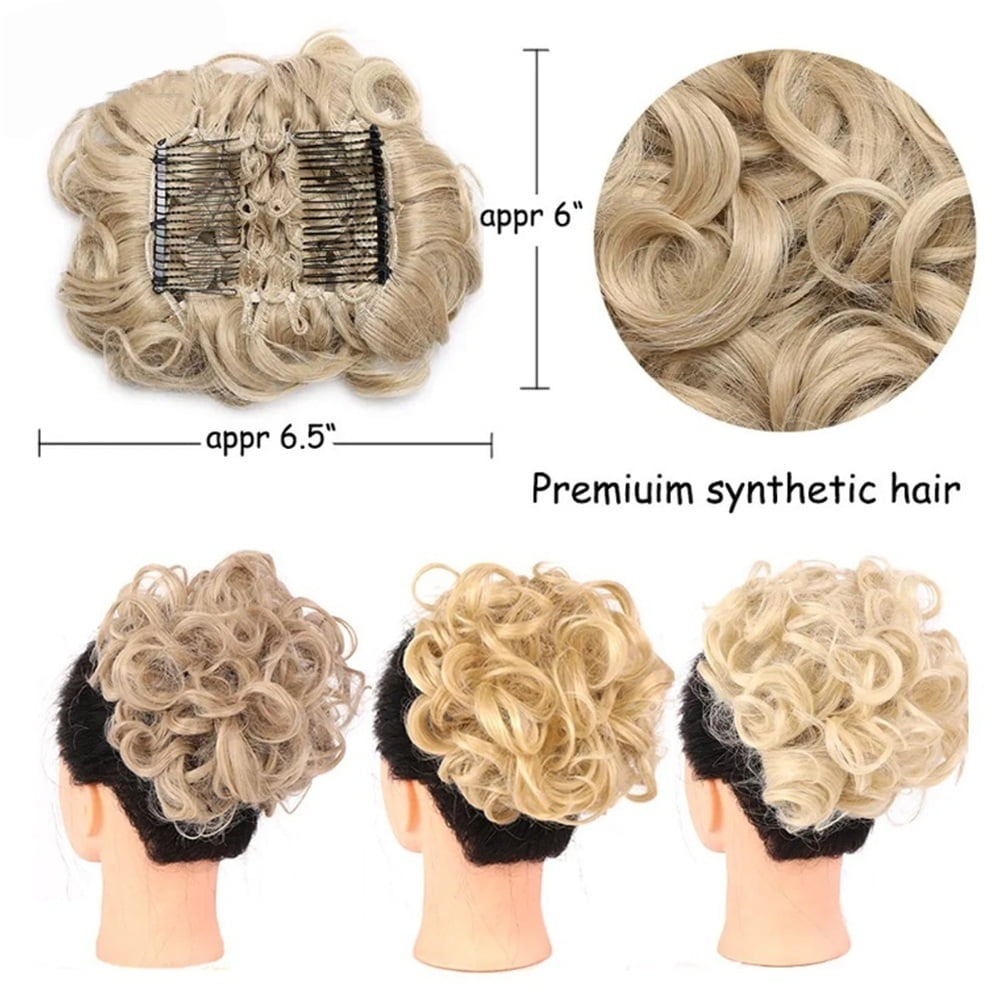 Messy Dish Hair Bun Extension Short Wave Curly Easy Stretch Hair Combs Clip in Ponytail Extension