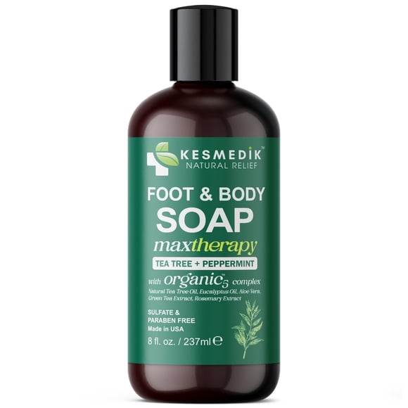 Jabón de aceite de árbol de té KESMEDIK | Lavado antifúngico para pies y cuerpo para limpieza profunda y olor corporal, tiña del pie de atleta, picazón inguinal y pies malolientes (paquete de 1)