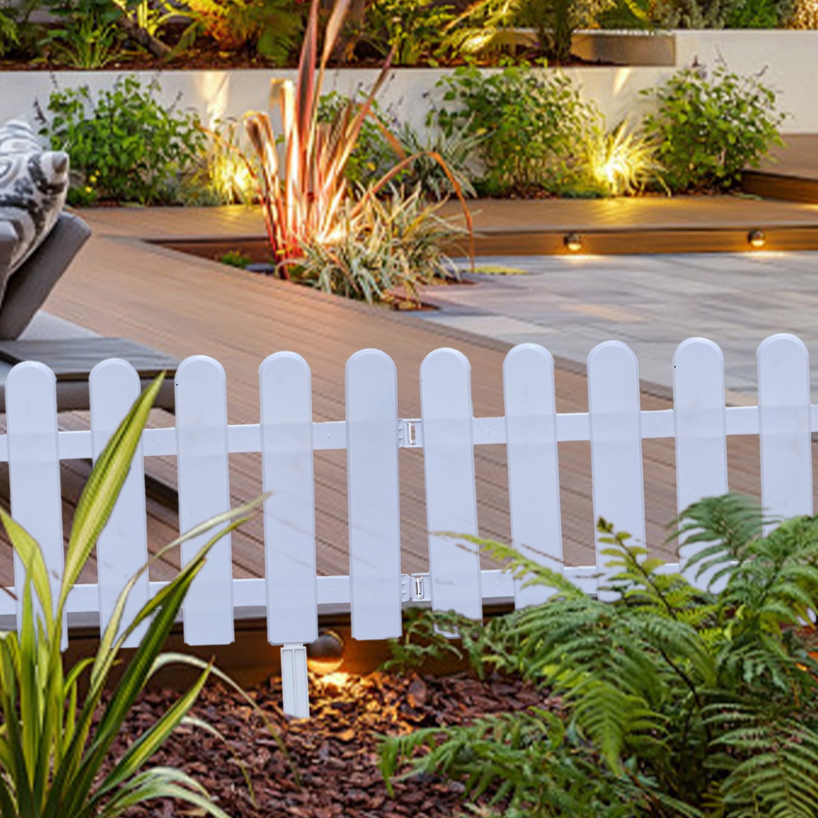 WOHAPY Upgrade PVC Garden Fence, White Decorative Hedge Fence, Plastic Patio Border for Garden and Outdoor Space, Multiple Sizes Available, Easy to Install 19.68*11.41in
