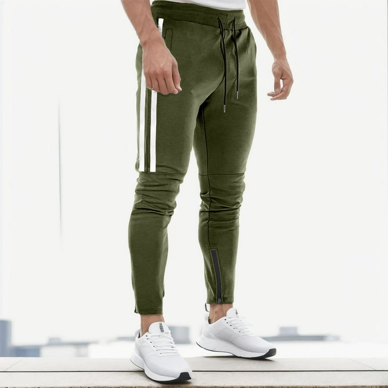 YUHAOTIN Joggers for Men Slim Fit Tall Men's Color Matching Tie Rope  Fitness Slim Trousers Fashion Casual Pants,Size XL
