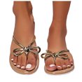thumbnail image 3 of Bmisegm Women Sandals Fashionable New Pattern Bow Decoration Thick Bottom Flat Bottom Comfortable Summer Beach Slippers Sandals Women Summer Gold 8.5, 3 of 9