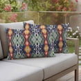 thumbnail image 4 of Pack of 2 Outdoor Pillow Covers,Waterproof Blue Green Boho Throw Pillow Covers,Vintage Ethnic Tribe Abstract Art Decorative Pillowcases Cushion Covers for Couch Pillow Sham Protector 20x12 Inch, 4 of 8