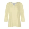 thumbnail image 5 of aidice T Shirts for Women Casual Notched V Neck 3/4 Length Sleeve Tops Button Comfy Fitting Shirts, 5 of 6