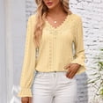 thumbnail image 6 of vdgthytj Womens Long Sleeve Tunic Tops Trendy Lace Trim V Neck Eyelet Shirts Casual Fall Going out Dressy Blouses, 6 of 9