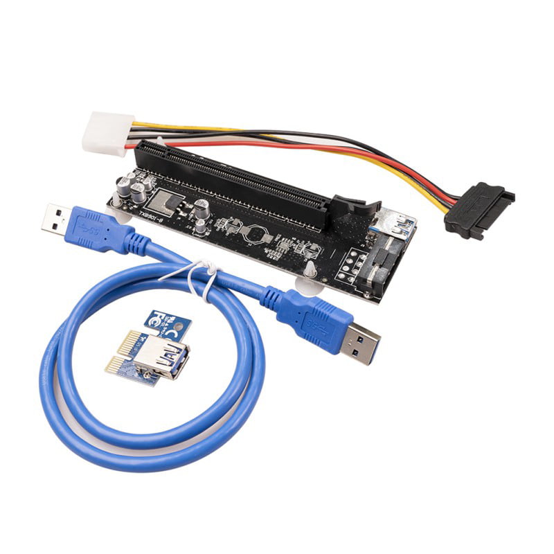PCI-E Extender PCI Express 1x to 16x9 Riser Card USB 3.0 Cable SATA Powered Adapter Cable Card 008S Red