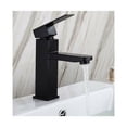 thumbnail image 3 of Grifo de baño de latón macizo, acabado duradero a prueba de óxido con diseño moderno, grifo de baño ecológico sin plomo para un fácil mantenimiento en su hogar (negro, acero inoxidable 304), 3 of 5