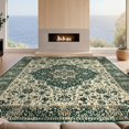 thumbnail image 2 of Design&I 4'x6' Washable Area Rug Boho Distressed Vintage Mosaic Vine Border Scroll Botanical Bathroom for Dorm Room, Living Apartment, Flatweave Daily Traffic Ready, 2 of 7