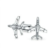 Bling Jewelry Airplane Military Jet Shirt Cufflinks Silver Tone Stainless Steel