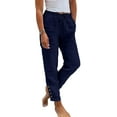 thumbnail image 2 of Women's Pants Casual Plain Straight Leg Navy Blue XL (12), 2 of 3