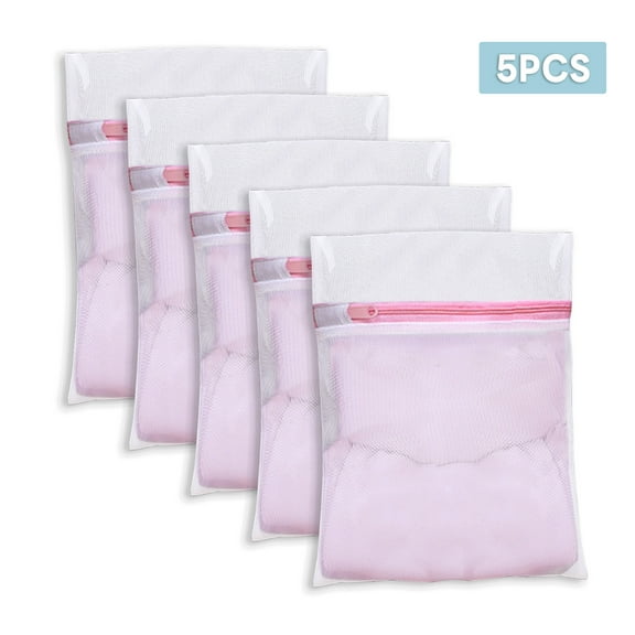 YDmeet Pink Fine Mesh Laundry Bags 5 pack, 12x16 inch Zipper Wash Bags for Delicates, Travel Storage, Shirts, Skirts & Shorts