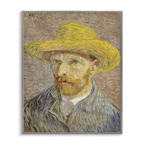 Stupell Industries Van Gogh Straw Hat Portrait People Painting Gray Framed Art Print Wall Art, 11 x 14