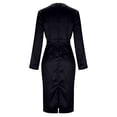 thumbnail image 5 of YueHuiYing Women's Elegant Satin Dress Long Sleeve Fitted Crew Neck Tie-up Back Fall Satin Waist-Defining Dresses, 5 of 7