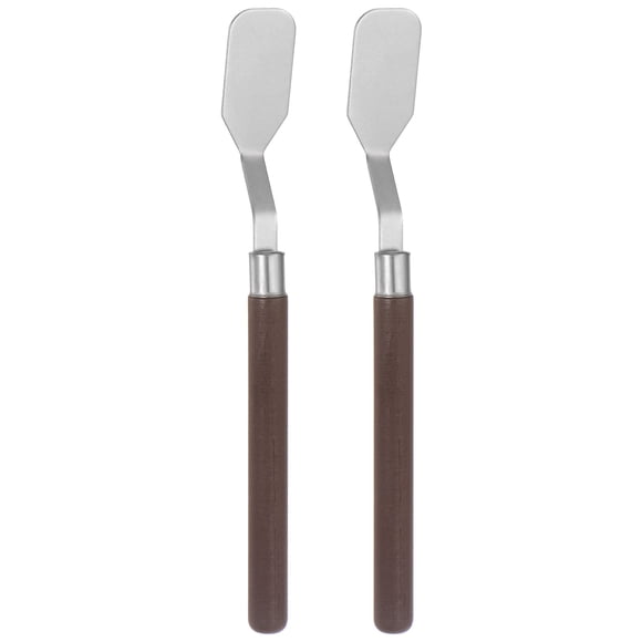 Unique Bargains 2 Packs 18mm Width Stainless Steel Palette Knives Spatula Oil Painting Knife Wood Handle