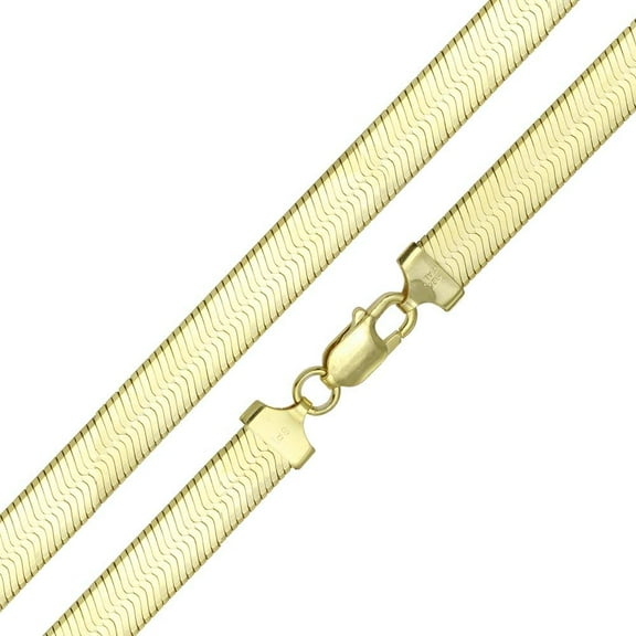 Gold Plated 925 Sterling Silver Herringbone 100 Chain 9.4mm Made in Italy 18" Jewelry Female Unisex