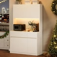 thumbnail image 2 of Ataucjin 71" Kitchen Pantry Cabinet, Kitchen Hutch Storage with Led Lights and Power Outlets, Buffet Cabinet with Microwave Stand, Adjustable Shelves, Handless Design, 2 of 7