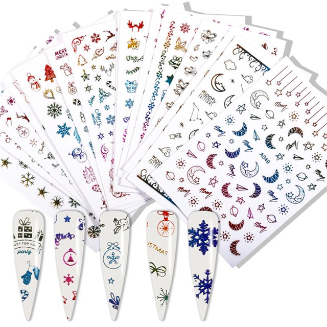 16 Sheets Christmas Nail Sticker Festive Snowman Nail Decal Manicure Sticker