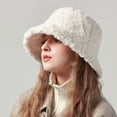 thumbnail image 3 of Mosey Women Winter Hat Thick Soft Solid Color Flat Top Wide Brim Plush Windproof Cold Resistant Lady Fisherman Hat Lady Bucklet Cap, 3 of 8