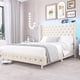 thumbnail image 4 of Queen LED Upholstered Velvet Diamond Button Tufted Bed Frame with USB & Type-C,Dark Grey - Queen Size, 4 of 21