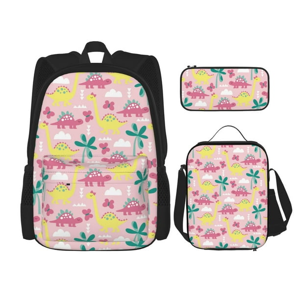 Fotbe Dinosaur Set Escolar 3 en 1 para Niños - Mochila Duradera con Lonchera Aislante y Estuche para Lápices - Mochila Escolar para Niños y Niñas
