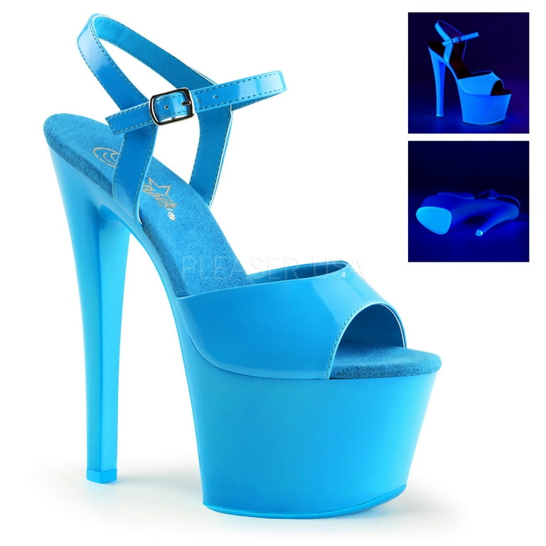 Neon blue high heels sales