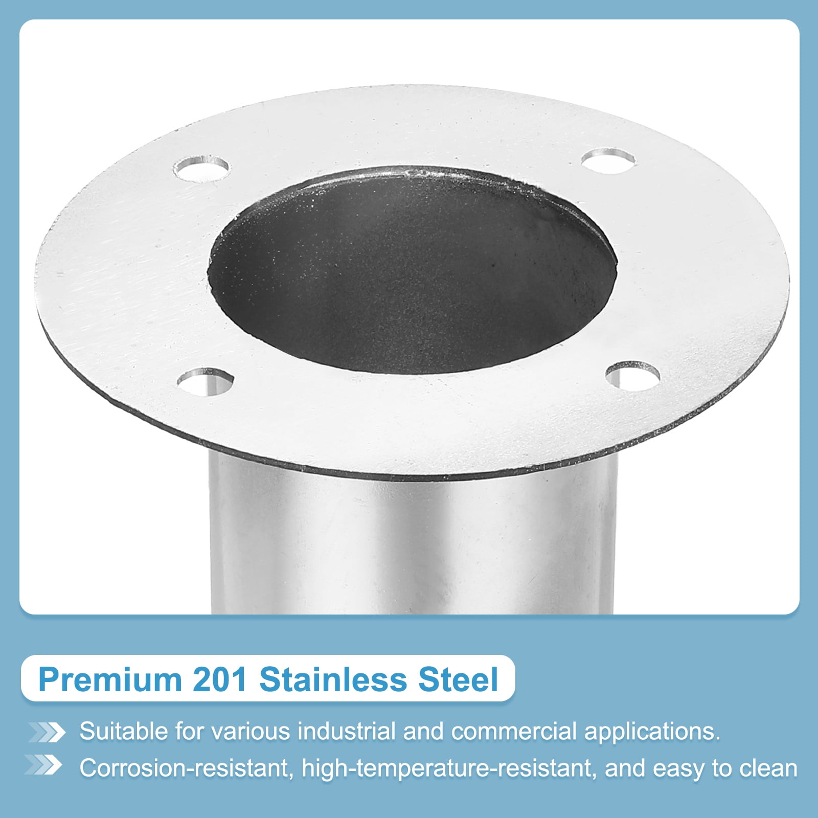 Uxcell 2.5" Duct Connector Flange Straight Pipe Exhaust Flange Stainless Steel Pipe Hose Duct Collar