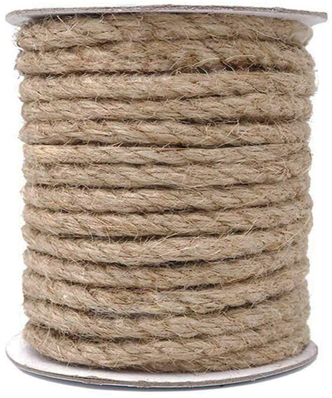 60 Feet 8mm Thick Jute Twine Rope, Natural Heavy Duty Twine for