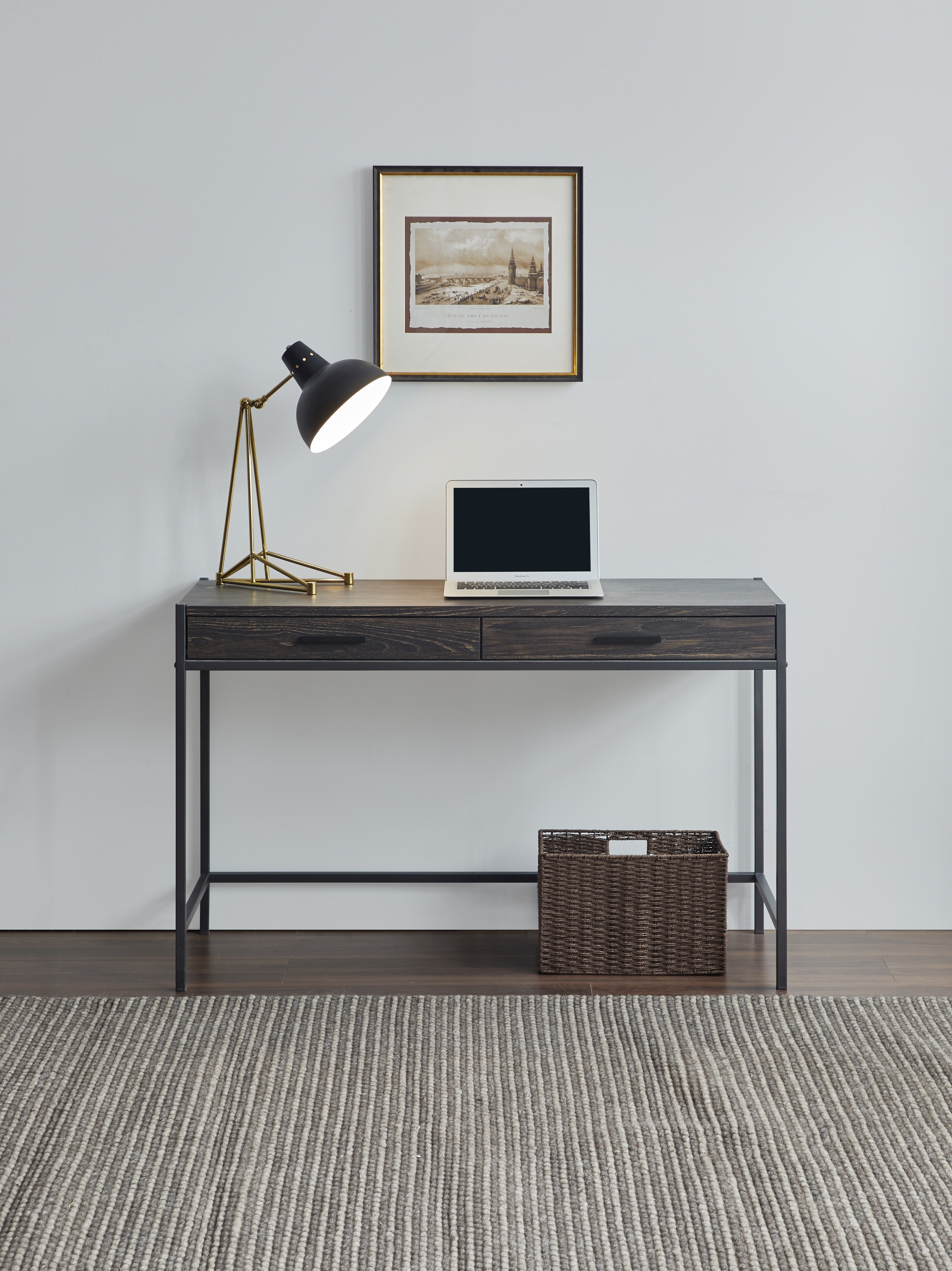 Caffoz Home Office 2-Drawer Writing Desk - Oak Brown