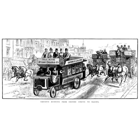 London Omnibus 1898 Na Steam-Powered Omnibus In London Wood Engraving ...