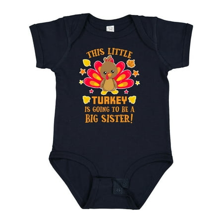 

Inktastic This Little Turkey is Going to Be a Big Sister with Orange Text Girls Baby Bodysuit