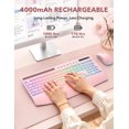 thumbnail image 6 of Wireless Keyboard and Mouse Combo, Rechargeable 4000mAh, RGB Backlit, Full Size Keyboard with Wrist Rest & Phone Holder, Quiet 2.4GHz Wireless, USB-A/C for Windows – Pink, 6 of 9