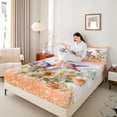 thumbnail image 3 of Erosebridal Hummingbird Floral Full Size Sheets, Orange Sequin Print Bed Sheets, 4pcs, 3 of 5