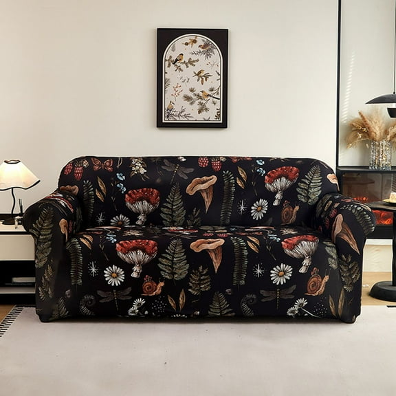 Forest Mushroom Microfiber Sofa Slipcover, 1-4 Seater Digital Print