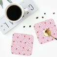 thumbnail image 4 of Rateoe Hand Drawn Strawberry Drawing Drink Coasters Set of 4 Leather Coasters Spill Protection for Table Desk,Durable and Non Slip Leather Coaster ,4 Inches Drink Mats-Square, 4 of 6