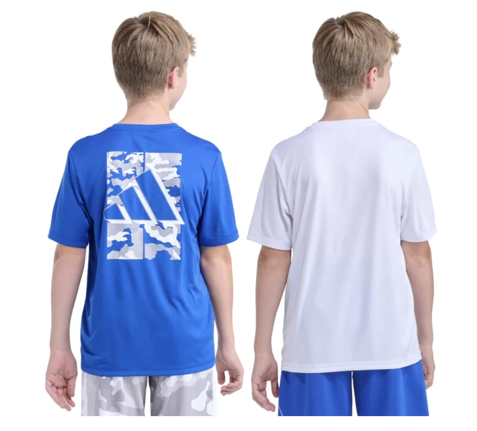 adidas Youth Boy's 2 Pack Short Sleeve T-Shirts (US, Alpha, X-Large, Regular, Blue (Blue/White))