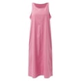 thumbnail image 5 of Sngxgn Women's Summer Dresses Collar V Neck Sleeveless Midi Dress Causal Stripes Ribbed Knit Bodycon Dresses(Pink,S), 5 of 5