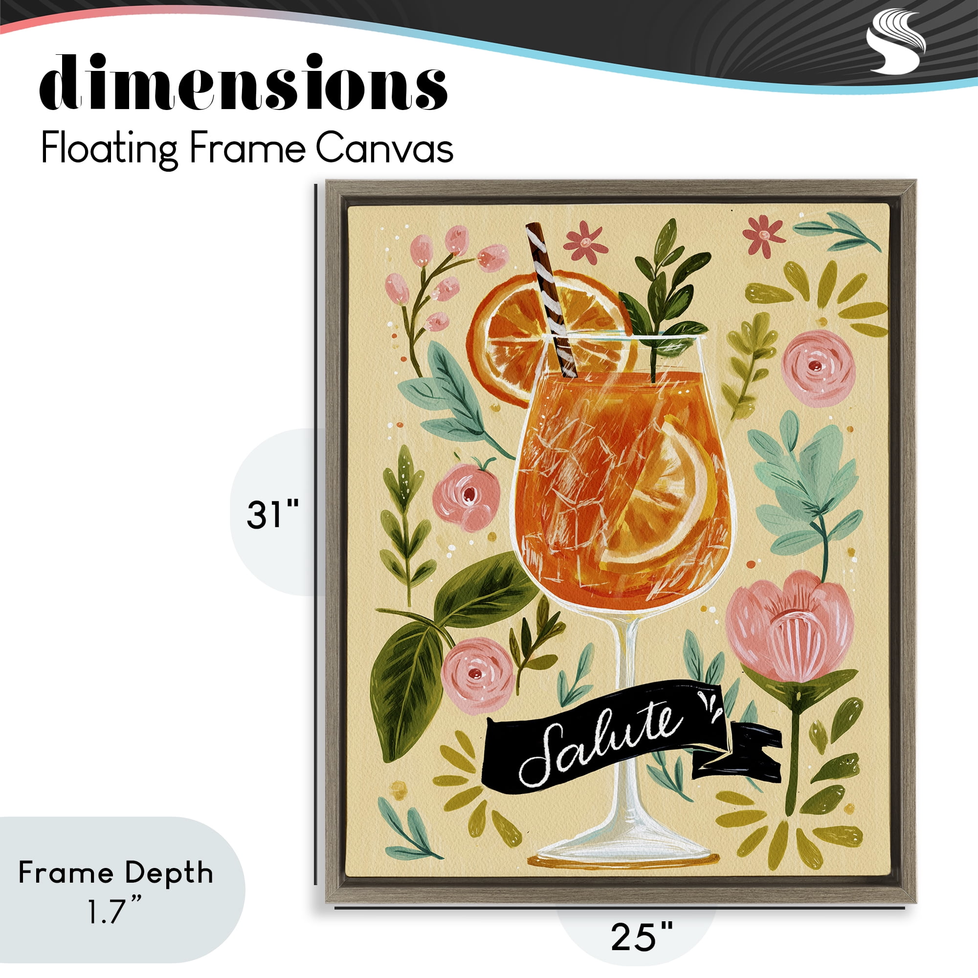 Stupell Industries Salute Citrus Cocktail Brown Framed Floater Canvas Wall Art, design by Yen