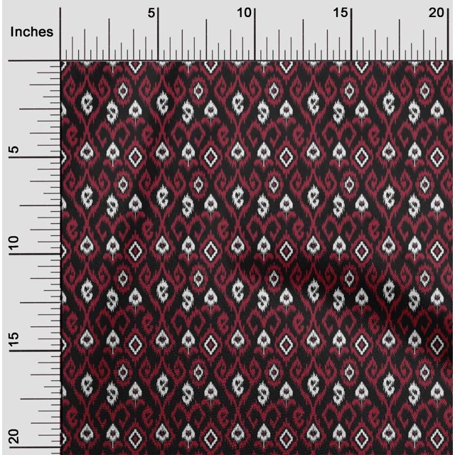 oneOone Cotton Poplin Fabric Ogee & Paisley Ikat Printed Craft Fabric BTY 42 Inch Wide