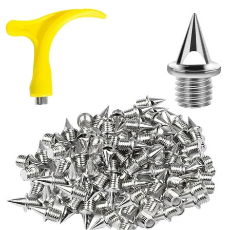 MRSXXNTY 140PCS 1/4inch Stainless Steel Track and Cross Country Spikes Golf Shoe Spikes with Spike Wrench, Replacement Spikes for Sprint Sports Short Running Track Shoes