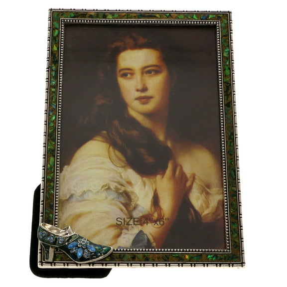 Mi Amore 4X6 Shoe Picture-Frame Green & Silver-Tone