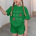 thumbnail image 4 of Atogsazn Kids Girl Summer St. Patrick's Day Clothes Set Children Short Sleeve Pullover Tshirt Shorts Outfit 02-Green 4-5 Years Fashion, 4 of 6