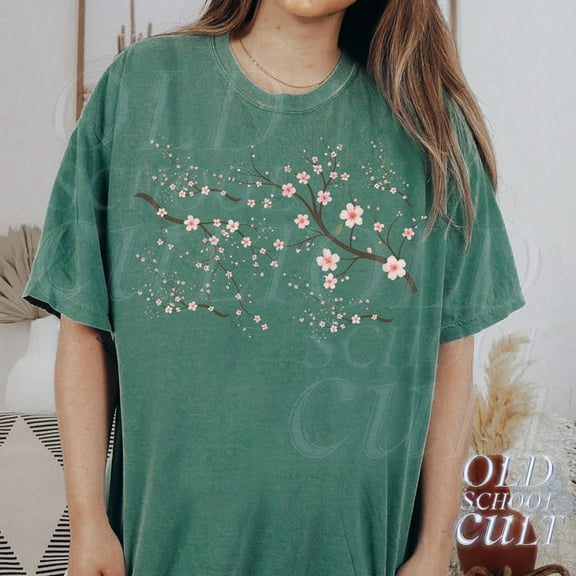 Cherry Blossom Branch Graphic Print T-Shirt | Vintage Floral Nature Tee | Japanese Sakura-Inspired Unisex Top
