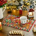 thumbnail image 2 of mubwai Wood Gingerbread Candy Cane Christmas Placemats for Dining Table, 12 x 18 Inch Seasonal Winter Washable Table Mats Set of 4, 2 of 6