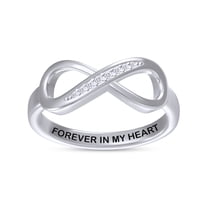 AFFY Infinity Promise Ring for Women | Round White Natural Diamond "Forever In My Heart" Stackable Wedding Bands Ring | 14K White Gold Over Sterling Silver Jewelry Gifts For Her (0.05Cttw)-9