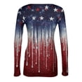thumbnail image 5 of Women's Casual Fashion Round Neck Independence Day Print Long Sleeve Ribbed Top Wine S, 5 of 6