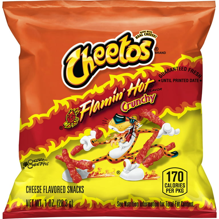 Cheetos Cheese Snacks, Crunchy Hot, 2-Ounce Large Single Serve Bags (Pack  of 64)