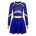 thumbnail image 3 of TTAO Girls Cheer Leader Sparkly Long Sleeve Cheerleading Dance Dress Uniform for Musical Festival Blue 8, 3 of 7